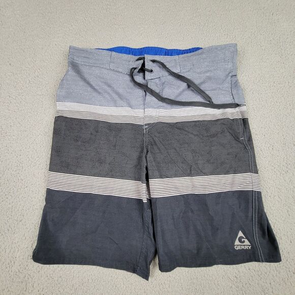 Gerry Mens Medium Swim Board Shorts Gray Flat Front Outdoors Trunks - Picture 1 of 11